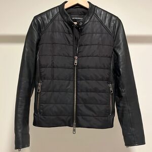 Emporio Armani quilted leather moto jacket